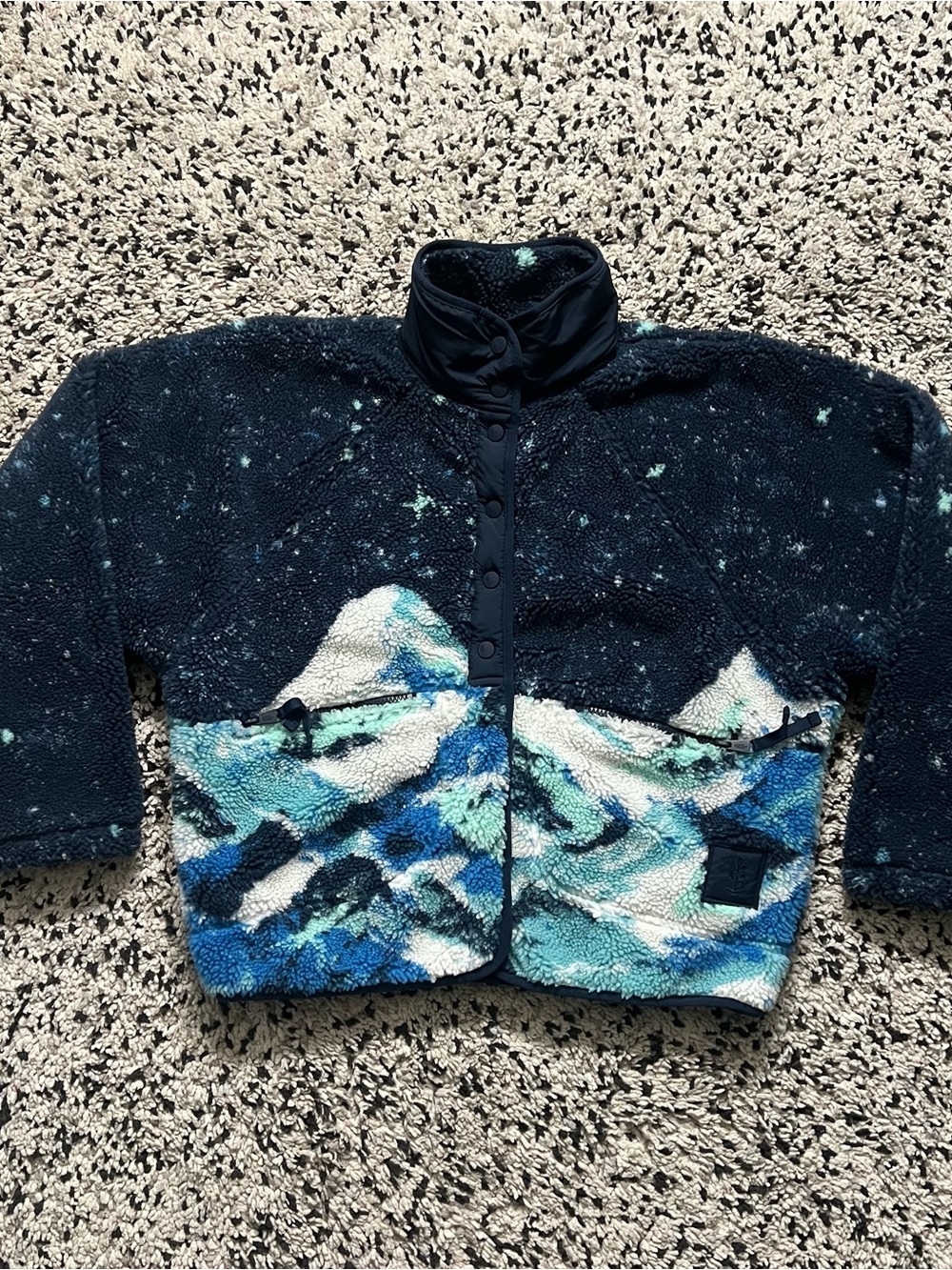Free People FP Movement Hit The Slopes Fleece Navy Blue Snow Mountain Medium - Picture 2 of 15